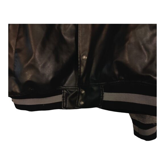 Bare Fox Jacket Men's Extra Large Black Gray Fleece Sleeves Varsity Snap Up 4XL - Picture 10 of 16